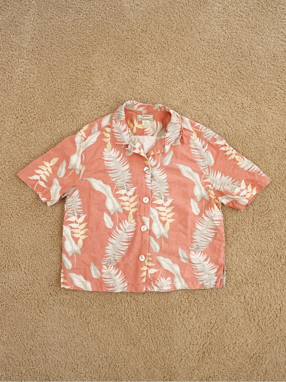 Tommy Bahama Leaf Print Short Sleeve Silk Button-Down